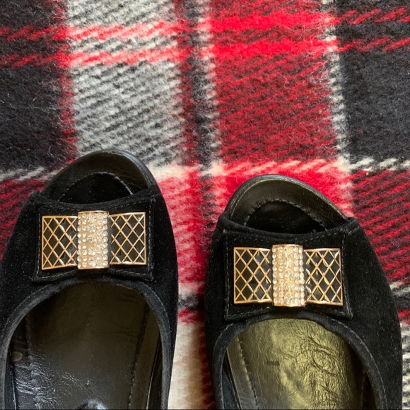 Black Gold Buckle Flats - Picture 2 of 3